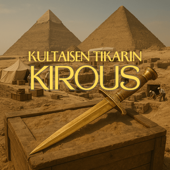 Kuvassa havainnekuva Kultaisen tikarin kirous murhamysteeri pelin kannesta